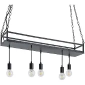 LINDBY Hängelampe Kirista, 5-flg., schwarz, 100 cm, E27