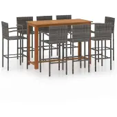 vidaXL 9-tlg. Gartenbar-Set Grau
