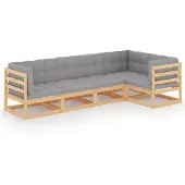 vidaXL 5-tlg. Garten-Lounge-Set mit Kissen Kiefer Massivholz