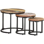 vidaXL - Beistelltisch - 3 - teilig - massiv - recycelt - Holz
