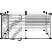 vidaXL 8-Panel-Haustierkäfig mit Tür Schwarz 70x70x35 cm Stahl