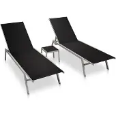 vidaXL Sonnenliegen 2 Stk. mit Tisch Stahl und Textilene Schwarz