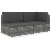 vidaXL Modulares 2-Sitzer-Sofa Poly Rattan Grau