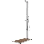 vidaXL Gartendusche mit Brauner Bodenplatte 225 cm Edelstahl