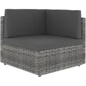 vidaXL Modulares Sofa-Eckteil Poly Rattan Grau