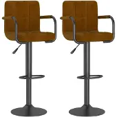 vidaXL Barhocker 2 Stk. Braun Samt