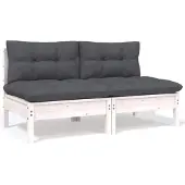 vidaXL 2-Sitzer-Gartensofa mit Kissen Weiß Massivholz Kiefer