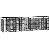 vidaXL Outdoor-Hundezwinger mit Dach Stahl 14,75 m²