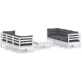 vidaXL 7-tlg. Garten-Lounge-Set mit Anthrazit Kissen Kiefernholz
