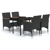 vidaXL 5-tlg. Garten-Essgruppe mit Kissen Schwarz