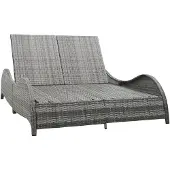 vidaXL Doppel-Sonnenliege mit Auflage Poly Rattan Anthrazit