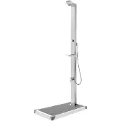 vidaXL Gartendusche mit Grauer Bodenplatte 225 cm Edelstahl