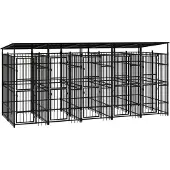 vidaXL Outdoor-Hundezwinger mit Dach Stahl 9,22 m²