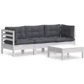 vidaXL 4-tlg. Garten-Lounge-Set mit Anthrazit Kissen Kiefernholz
