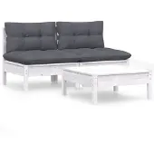 vidaXL 3-tlg. Garten-Lounge-Set mit Anthrazit Kissen Kiefernholz