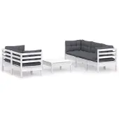 vidaXL 6-tlg. Garten-Lounge-Set mit Anthrazit Kissen Kiefernholz