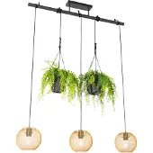 QAZQA - Industrie I Vintage I Industrie I Vintage I Hängelampe I Pendellampe I Pendelleuchte Gold I Messing 3-flammig - Flor I Wohnzimmer I Schlafzimmer - Stahl Länglich - LED geeignet E27