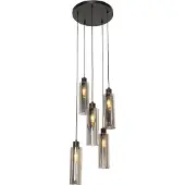 QAZQA Moderne Hängelampe schwarz mit Rauchglas 5 Lichter - Stavelot