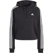 Adidas Cropped Kapuzenpullover Frau 3-Stripes Essentials French Terry