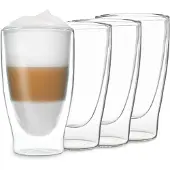 Feelino DUOS doppelwandiges Glas 400 ml Trinkglas Espresso Borosilikatglas Transparent