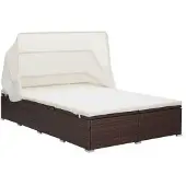 vidaXL 2-Personen-Sonnenliege mit Auflage Poly Rattan Braun