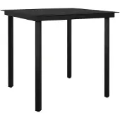 vidaXL Garten-Esstisch Schwarz 80x80x74 cm Stahl und Glas