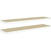 vidaXL Schweberegale 2 Stk. Eiche und Weiß 90x23,5x3,8 cm MDF