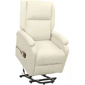 vidaXL Massagesessel mit Aufstehhilfe Creme Stoff