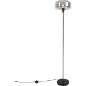 QAZQA Art Deco Stehlampe Schwarz mit Rauchglas Bizle
