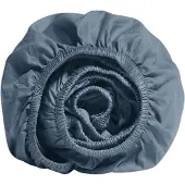 Yumeko Spannbettlaken Baumwollsatin 140x200 Blau - Eco, Bio & Fairtrade