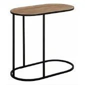DTP Home Beistelltisch Terra aus Teakholz, Industrial Design, Natur, oval mit schwarzem Metallgestell