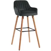 Vente-unique Barhocker - Samt & Buche - Schwarz - ELEANA
