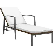 vidaXL Sonnenliege mit Auflage Poly Rattan Braun