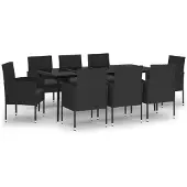 vidaXL 9-tlg. Garten-Essgruppe Schwarz