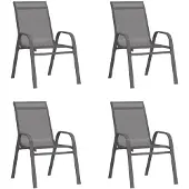 vidaXL Stapelbare Gartenstühle 4 Stk. Grau Textilene