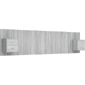 DKD Home Decor Kopfteil mit Nachttischen Grau Sonoma Holzwerkstoff