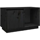 vidaXL TV-Schrank Schwarz 74x35x44 cm Massivholz Kiefer