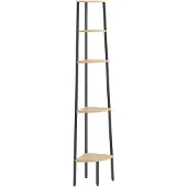 vidaXL Eckregal mit 5 Böden Hellbraun und Schwarz 45,5x31,5x180 cm
