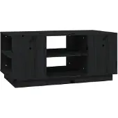 vidaXL Couchtisch Schwarz 90x49x40,5 cm Massivholz Kiefer