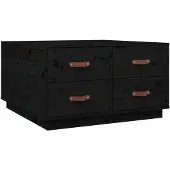 vidaXL Couchtisch Schwarz 80x80x45 cm Massivholz Kiefer