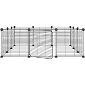 vidaXL 12-Panel-Haustierkäfig mit Tür Schwarz 105x105x35 cm Stahl