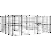 vidaXL 36-tlg. Haustierkäfig mit Tür Schwarz 175x140x70 cm Stahl