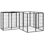 vidaXL 14-tlg. Hundelaufstall Schwarz 50x100cm Stahl Pulverbeschichtet