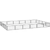 vidaXL 20-tlg. Hundelaufstall Schwarz 100x50cm Stahl Pulverbeschichtet