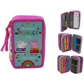 Cyp Brands Pepa Pig dreifach gefüllte Federtasche