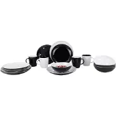 Gimex Geschirrset Classic Line 16 teilig schwarz/weiß