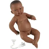Llorens Babypuppe Noe, 45 cm, Badepuppe für Jungen aus fühlbarem Vinyl, dunkelgrau