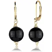 Elli Ohrringe Basic Edelsteine Rund Klassisch Onyx Silber Vergoldet Elli Schwarz