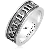 KUZZOI Ring Herren Bandring Römische Zahlen 925 Silber Kuzzoi Grau