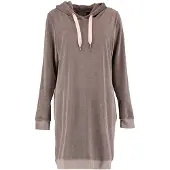 Cawö Pyjama-Shirt Home Women 820 Uni Longsize Hoodie Mocca-Rosé-S